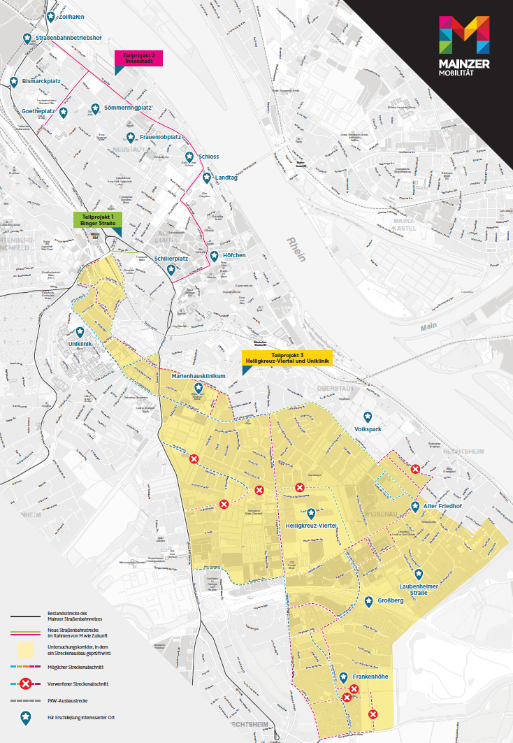 Kartenausschnitt Teilprojekt 3 - Heiligkreuz-Viertel und Uniklinik