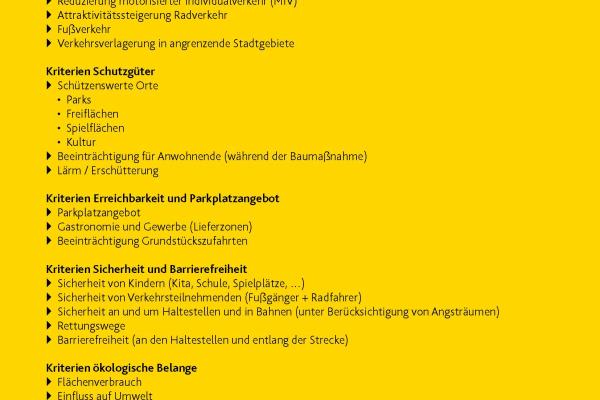 Kriterienkatalog zum Straßenbahnausbau in der Innenstadt I Seite 2